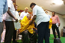 MBTF co-ordinator Manohar Rao   receiving Govt award